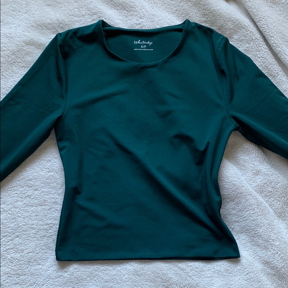 Urban Outfitters Dark Green Fitted Long Sleeve Tee